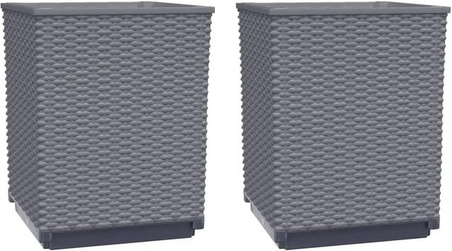 vidaXL Pflanzkübel Set aus Polypropylen, 2 Stück, Dunkelgrau, B/T/H: 30 x 30 x 37 cm - Bild 1