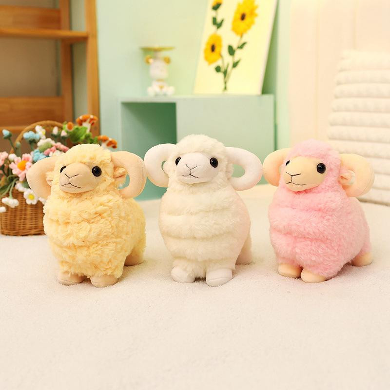 Yiran Furniture Lamm Plüsch Spielzeug Schaf Puppe rosa gelbe weiße - Bild 1