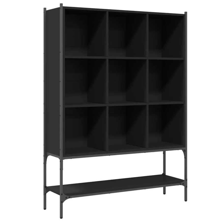 vidaXL Bücherregal Schwarz aus Metall und MDF, B/T/H: 102 x 30 x 141,5 cm - Bild 2