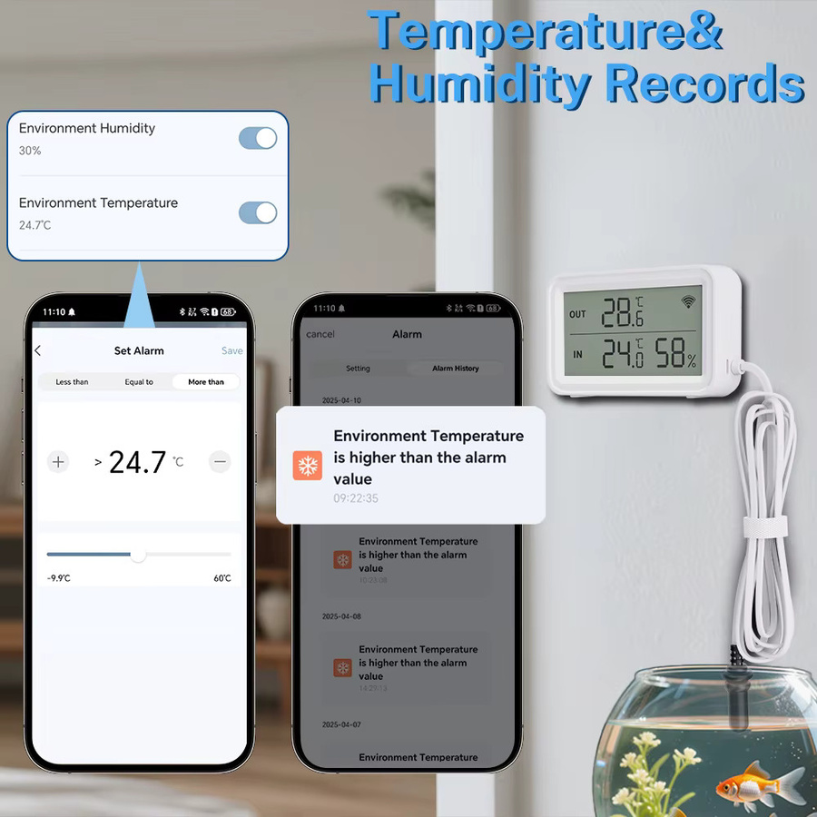 Tuya WiFi Zigbee Temperatur-Feuchtigkeitssensor mit externer Sonde in Weiß für Smart Home App-Steuerung und Yandex Alexa - Bild 3
