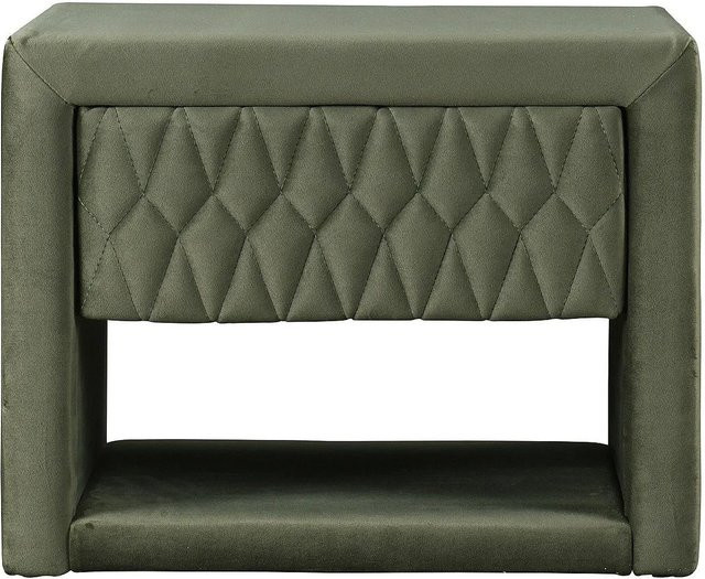 Nachttisch Daniele von Vente-unique in Grün im Art Déco Stil mit Samtbezug, Breite: 50 cm - Bild 1