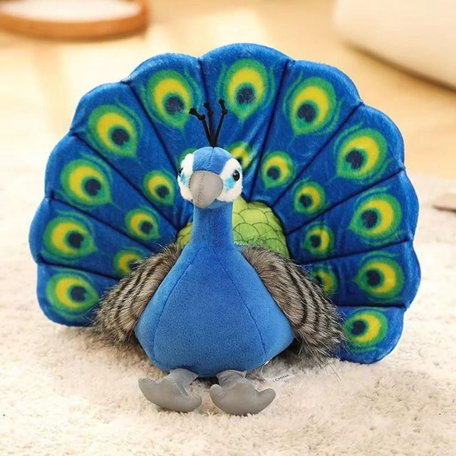 Buntes Pfauen-Stofftier, Blau, Bunt / Mehrfarbig, 25cm, ab 3 Jahre - Bild 1