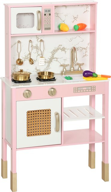 Aosom Holz-Spielküche mit Sound, Rosa, ab 3 Jahre - Bild 1