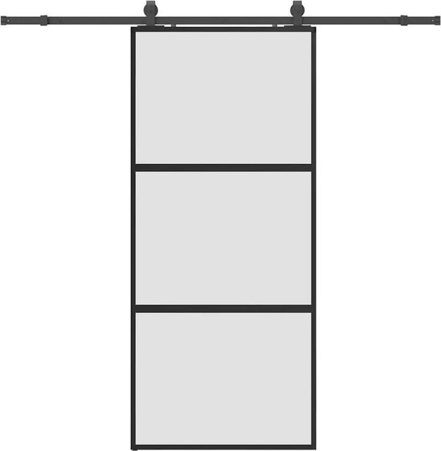vidaXL Schiebetür aus Hartglas in Schwarz mit Beschlag, B: 90 cm, H: 205 cm - Bild 1