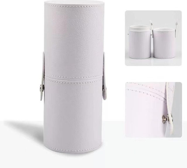 Tragbare Kosmetiktasche aus PU-Leder für Make-up Pinsel, wasserdicht und staubdicht, Farbe: Weiß - Bild 1