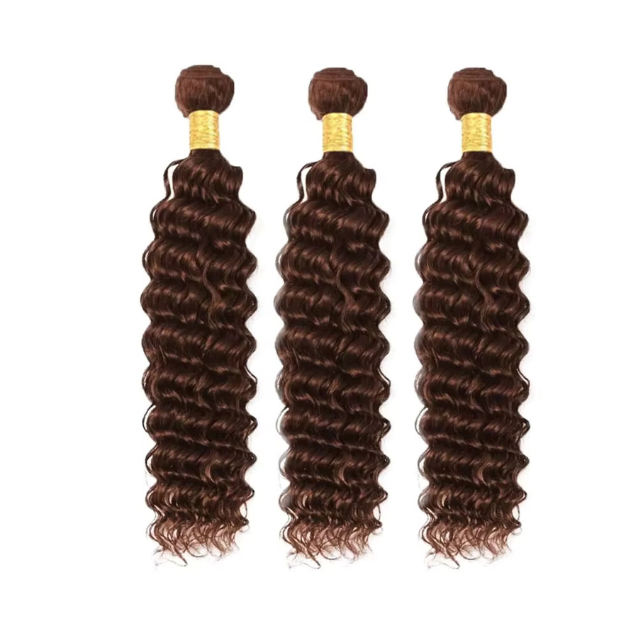 donxue Deep Wave Haarwebart Bundles, Schokoladenbraun, 3 Stück, Damen - Bild 2