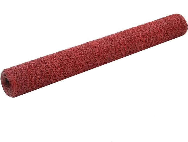 vidaXL Maschendrahtzaun aus Stahl mit PVC-Beschichtung, Rot, B: 25 m, H: 1,2 m - Bild 1