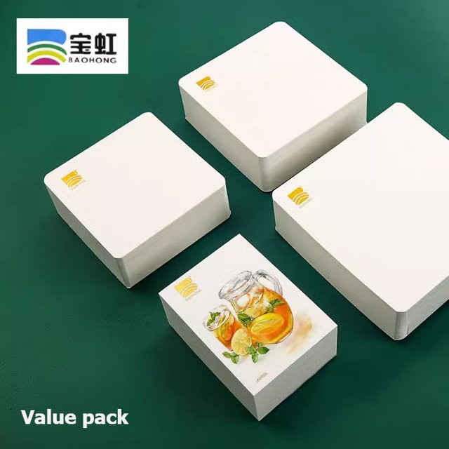 Baohong Aquarellblock Academy Naturweiß, 80 Blatt säurefreies 100 % Baumwollpapier für Kalt- und Heißpresse - Bild 1