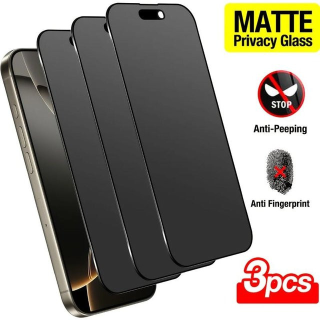 3er-Set Caihonghong Mattes Sichtschutz-Displayschutz aus gehärtetem Glas für iPhone 17 16 15 14 13 12 11 Pro Max in Schwarz - Bild 1