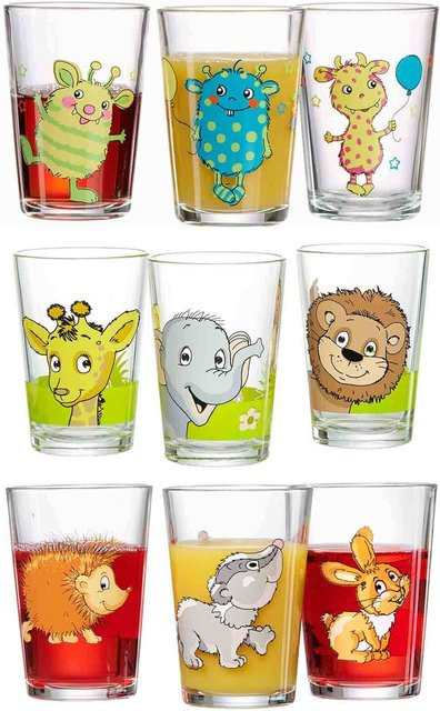 Ritzenhoff & Breker Kindergläser Monster Dschungel Wald, 9er Set, transparent, 205 ml pro Glas - Bild 1