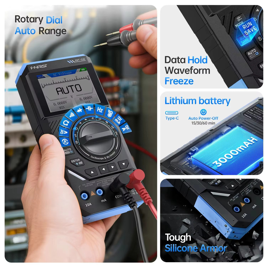 FNIRSI DST-210 und DST-201 Tragbares 3-in-1 Oszilloskop Multimeter und Signalgenerator für Elektronik-Reparatur und Diagnose - Bild 6