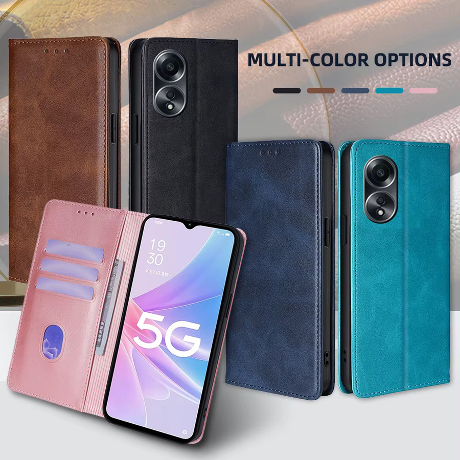 Magnetische Leder Flip Wallet Case Handyhülle für OPPO A57 A77 A58 A78 in Blau mit Kartenfächern - Bild 6