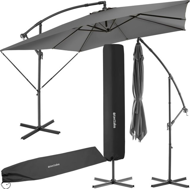 tectake Ampelschirm Apollon Hellgrau B/T/H: 300 x 250 x 250 cm - Bild 1