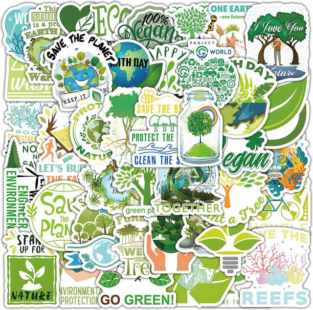 Rspctou Cartoon Aufkleber zum Schutz der Natur in Multicolor für Wasserflaschen, Gepäck und Handyhüllen - Bild 1