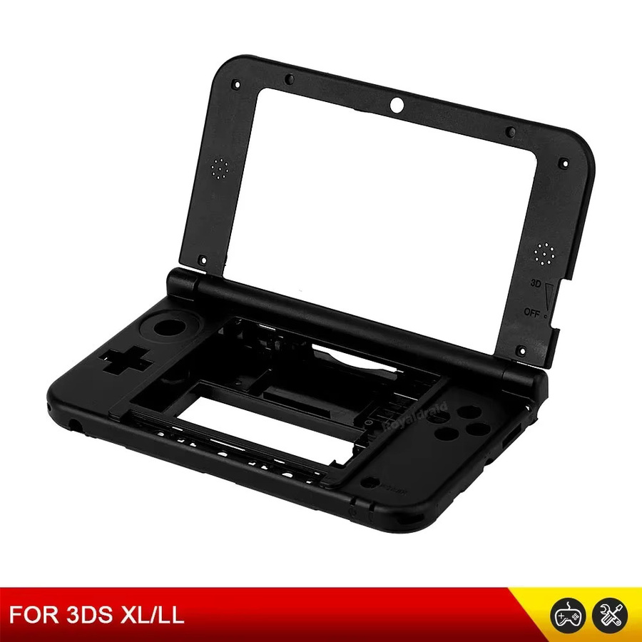 Schwarzes Ersatzgehäuse für Nintendo 3DS XL LL inklusive mittlerem und oberem Kunststoffgehäuse, Batteriefach sowie vollständiger Tasten- und Stiftausstattung - Bild 5