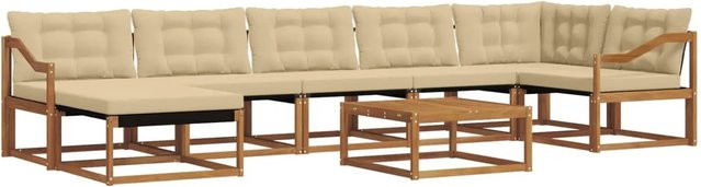 vidaXL Outdoor-Sofagarnitur 22-teilig aus Akazienholz mit Textilene und Polstern in Natur und Beige - Bild 1