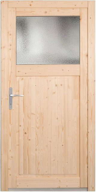Panto Holz-Nebeneingangstür NET 504 Natur Braun mit Glaseinsatz B/T/H: 88 x 0 x 198 cm DIN L - Bild 1