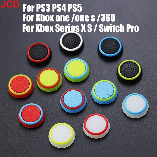 Jcd 2er Set Silikon Daumen-Griffkappen für PS5, PS4, PS3, Xbox One, Xbox 360, Series S und Nintendo Switch Pro Controller - Bild 1
