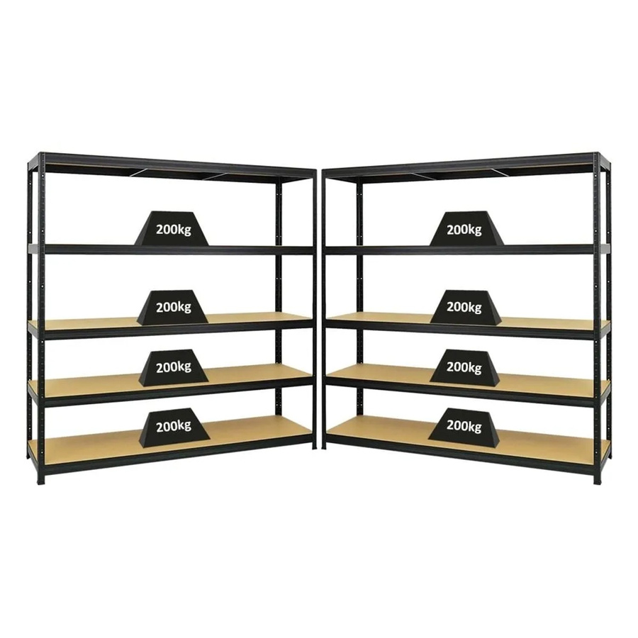 2er Set PROREGAL Schwerlastregal Giant Elephant Schwarz mit verstellbaren Fachböden aus MDF und Metall, H x B x T: 180 x 180 x 45 cm - Bild 2