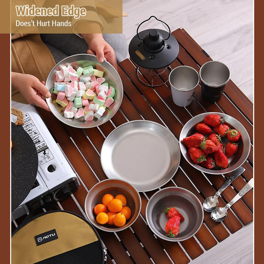 Aimo Camping Geschirr Set aus Edelstahl in Silber, 16-teilig für Outdoor, Camping und Wandern - Bild 6