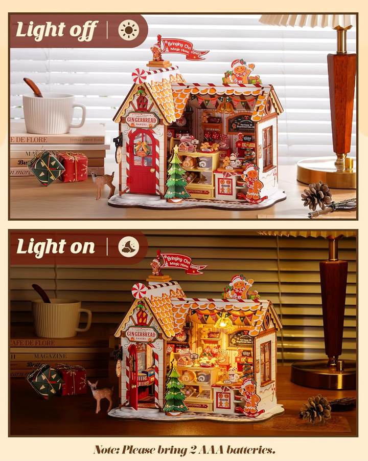 Rolife Weihnachts-Lebkuchenhaus, Miniaturhaus-Set, 250-teiliges Set, ab 14 Jahren - Bild 5