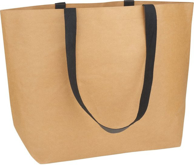 VBS Lederpapier-Tasche in Schwarz und Braun, B/H: 17,0 x 39,0 cm - Bild 1