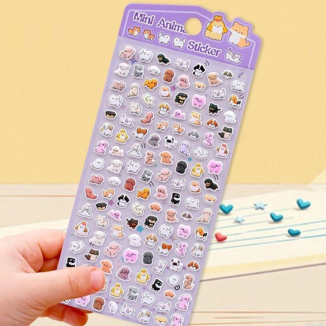 Yiran toy 1 Mini-Tier Aufkleber-Set in White und Multicolour zur Journaldekoration und als Belohnungssticker für Kinder - Bild 1