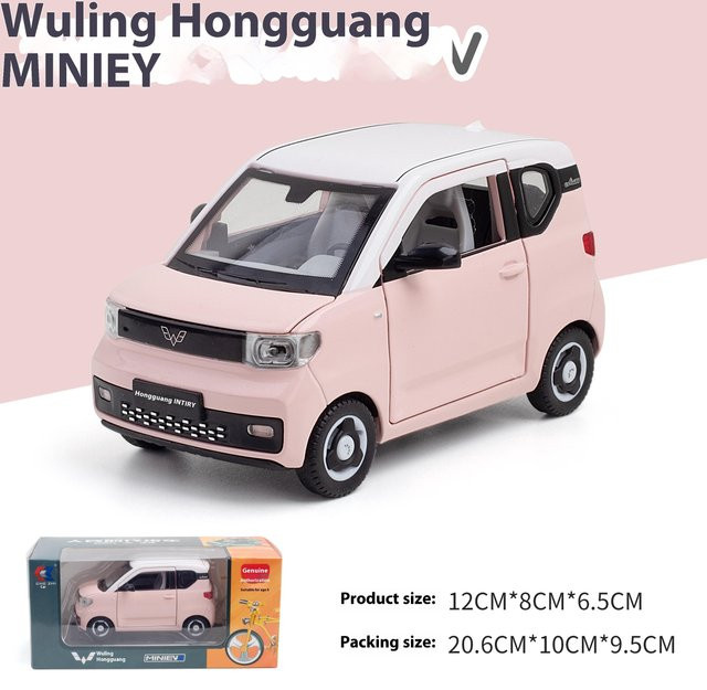 Linyi toy car Wuling Hongguang Mini Legierungsauto, 1:32, Sound und Licht, Rückzieher, Metall, Rosa / Pink - Bild 1
