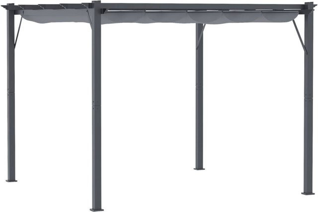 Outsunny Pergola mit Schiebedach aus Aluminium in Grau, B/H/L: 300 x 223 x 300 cm - Bild 1