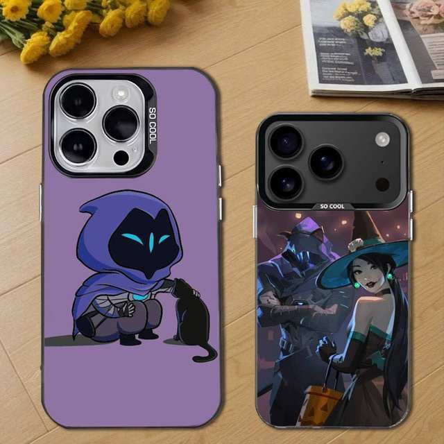 V-Valorant O-Omen Handyhülle für iPhone 11 bis 17 Pro Max Plus Air Mini Schwarz TPU Cover - Bild 1