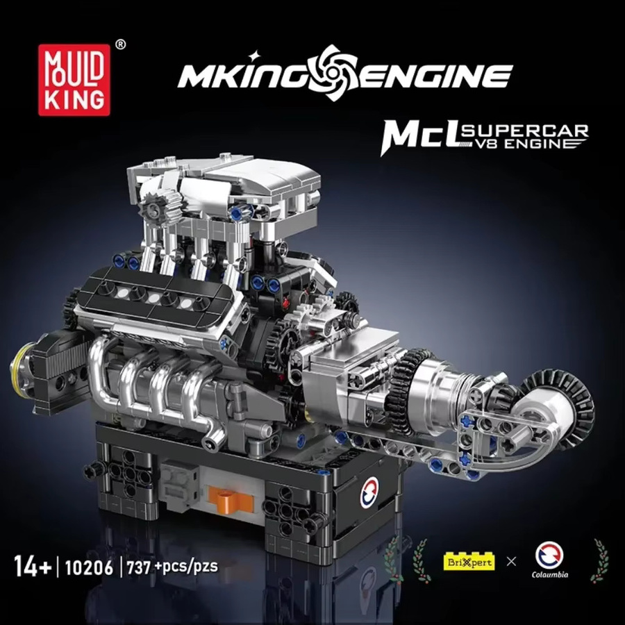 Mould King 10206 MCL Sportwagen V8 Motor, motorisiertes Simulationsmodell, ab 14 Jahren - Bild 3