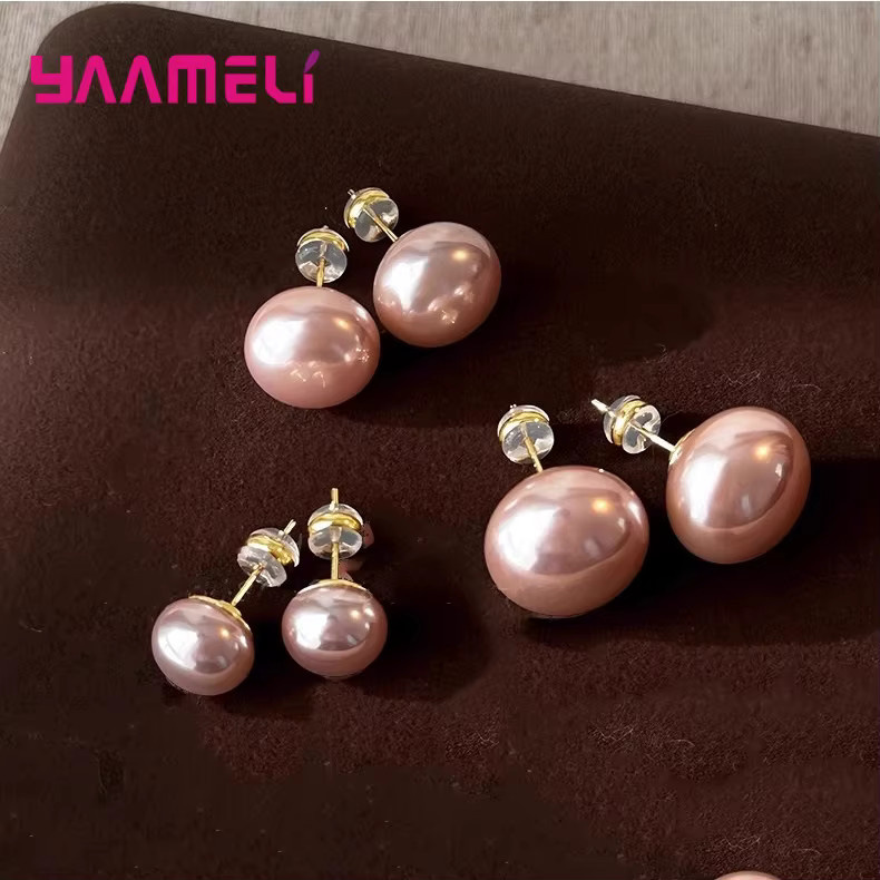 YAAMELI Perlenohrringe, 925 Silber, goldfarben beschichtet, Damen - Bild 3