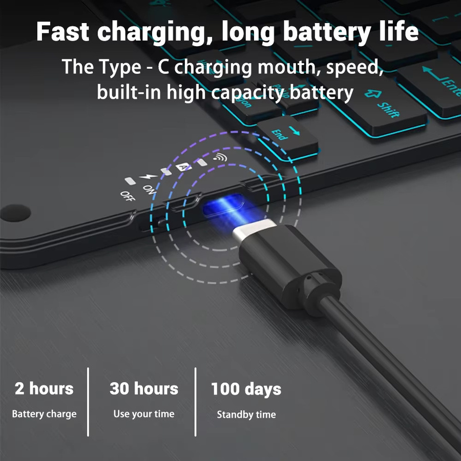 Tastaturhülle mit Hintergrundbeleuchtung für Samsung Galaxy Tab A8 10.5, S6 Lite 10.4, S7 Plus, S7 FE, S8 Plus 12.4 Zoll und 11 Zoll Tablet-Schutzhülle - Bild 2