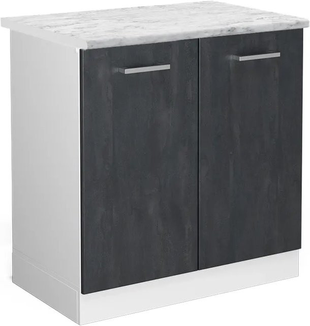 Vicco Spülenunterschrank R-Line Küchenunterschrank Schwarz Beton Weiß Marmor B: 80 cm - Bild 1