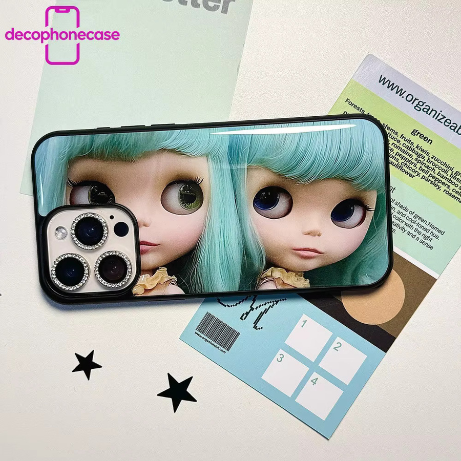 DecoPhone Handyhülle mit grüngelocktem Mädchen-Design für iPhone 11 bis iPhone 17 Pro Max, sturzsichere TPU-Silikonhülle in Grün/Mehrfarbig - Bild 3