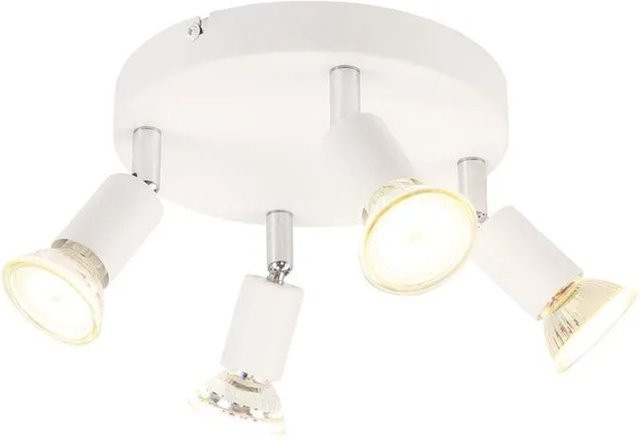 NETTLIFE Deckenleuchte L15 aus Metall in Weiß, moderne runde Lampe mit GU10 Fassung und verstellbarer Leuchte für Wohnzimmer, Küche oder Home-Office - Bild 1