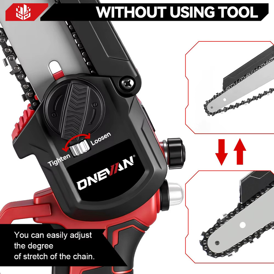 ONEVAN Bürstenlose elektrische 8 Zoll Kettensäge mit automatischer Ölung für Makita 18V LXT Akkus zur Holzbearbeitung und Gartenpflege - Bild 2