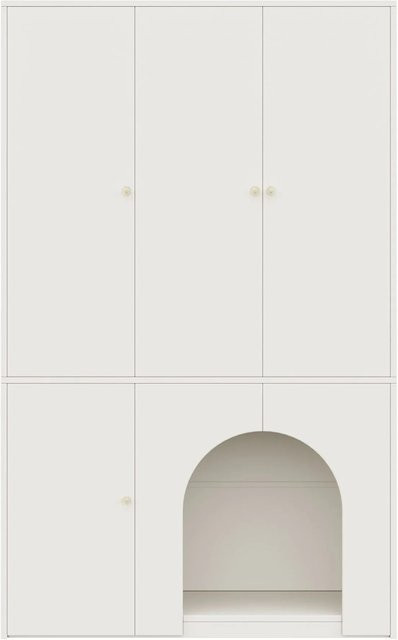 okwish Kleiderschrank mit 3 Türen in Weiß, moderner Schrank für das Schlafzimmer mit Kleiderstange und Regalböden, B/T/H: 120 x 50 x 200 cm - Bild 1