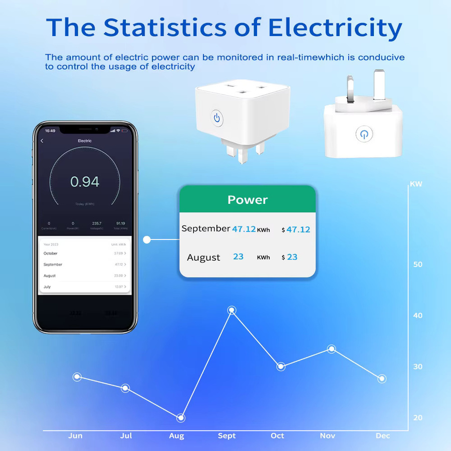 TUYA Smart-Steckdose mit WLAN und Zigbee 3.0, Britischer Standard, Weiß, mit Messfunktion und Alexa Sprachsteuerung - Bild 2