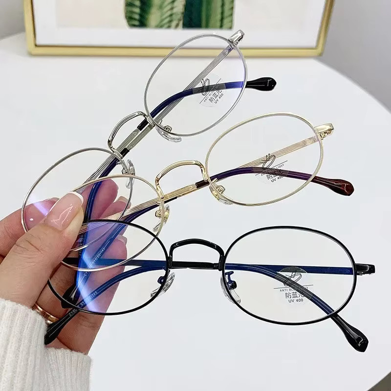 MDOD Korrektionsbrille, Rund, Metall, Vollrand, Unisex, Blaulichtfilter - Bild 1