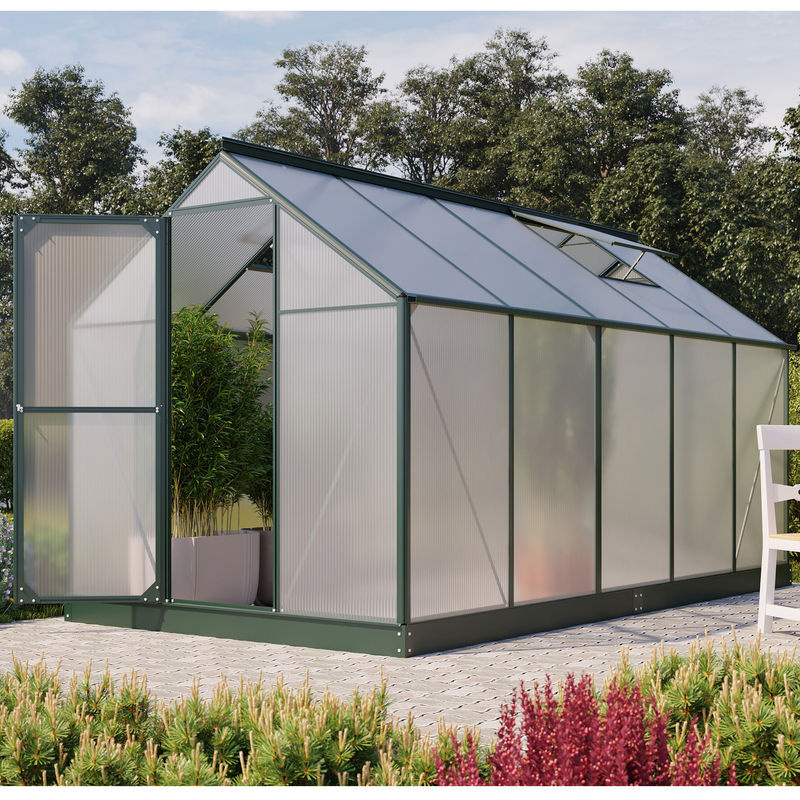 Vitavia Gewächshaus Eos 7500 in Smaragdgrün mit 7,5 m² Fläche, Polycarbonat-Platten und Schwingtür - Bild 5