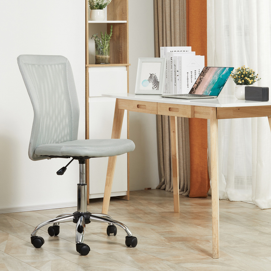 Vinsetto Ergonomischer Bürostuhl von Aosom mit Mesh-Stoffbezug in Grau, höhenverstellbar und 360 Grad drehbar mit verchromtem Fußgestell - Bild 2