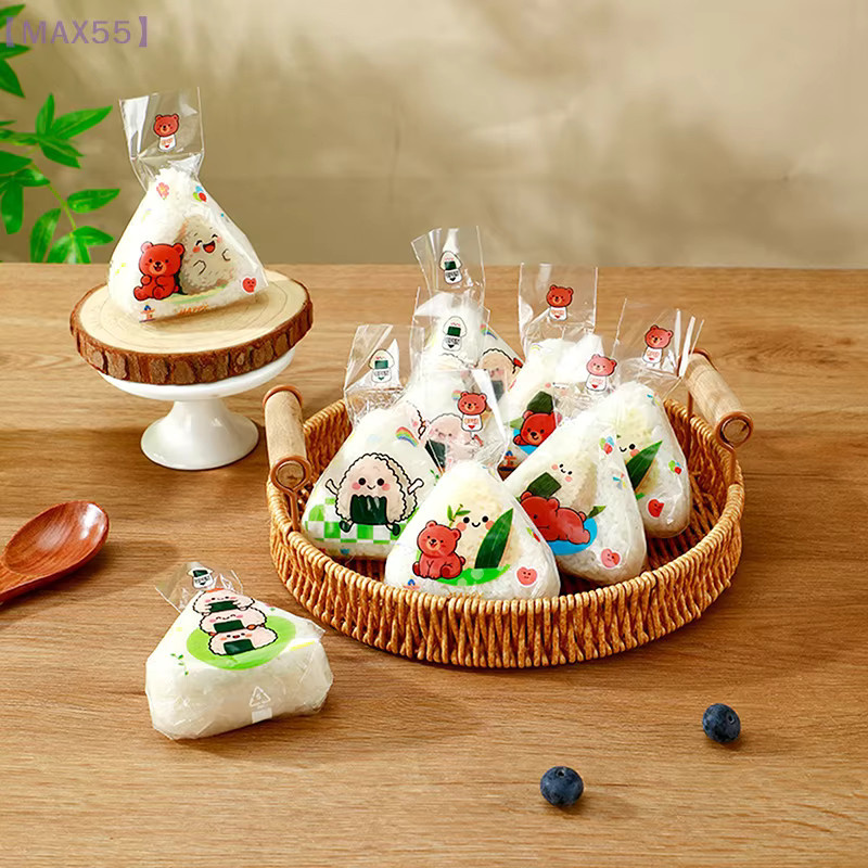 50 Stück MAX-55 Onigiri Sushi Verpackungstaschen aus transparentem Kunststoff im japanischen Cartoon-Design für Dreieck-Reisbälle - Bild 2