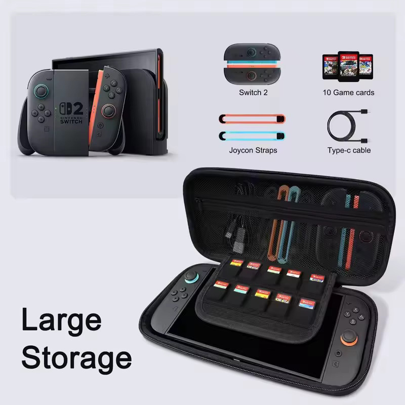 YOOPEO Gamepad-Box Tragetasche für Nintendo Switch 2 Controller in Schwarz mit Platz für 10 Spielkarten - Bild 4