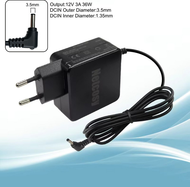 Netcosy AC Adapter Netzteil 36W für Chuwi CoreBook Pro 13 und Teclast F5R X4 X11 F6, 12V 3A, schwarz, Steckergröße 3,5x1,35mm - Bild 1