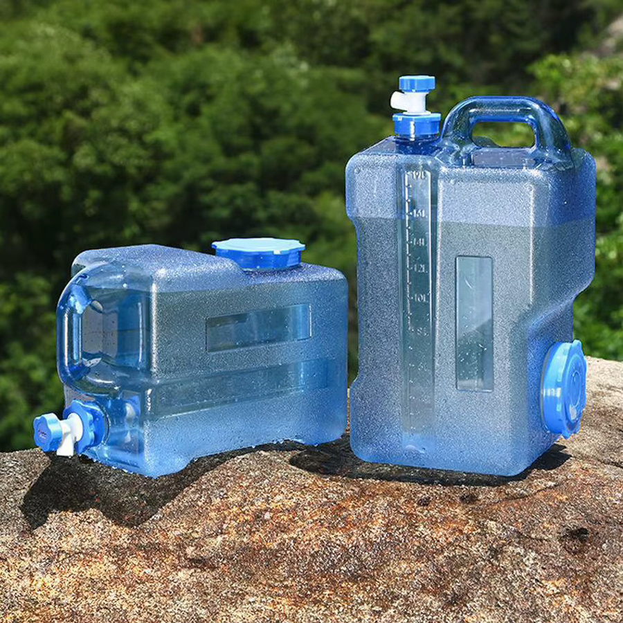 Camping-Wasserbehälter mit Wasserhahn und Träger, vielseitiger Wasserspender für Fahrzeug, Auto und Picknick, Volumen: 7,5–15 l - Bild 2