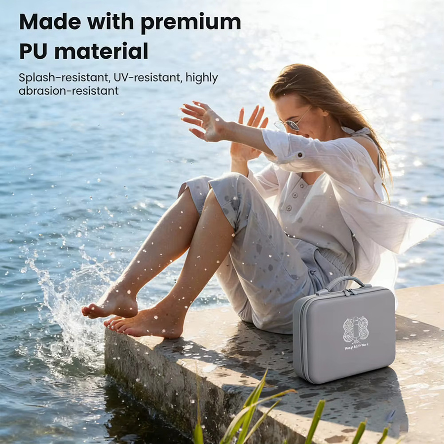Tragbare Umhängetasche für DJI Neo2 Drohne und Motion Sensor Kit in Grau mit Platz für Batterien und Zubehör - Bild 2