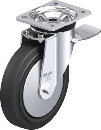Blickle Lenkrolle LK-POEV 200KA-ST-FA mit Feststeller in Schwarz und Silber, Rad-Durchmesser: 20 cm, Tragfähigkeit: 500 kg - Bild 1