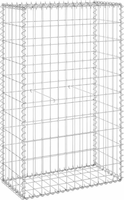 vidaXL Gabionenwand mit Abdeckung aus verzinktem Stahl in Silber, B/T/H: 60 x 30 x 100 cm - Bild 1
