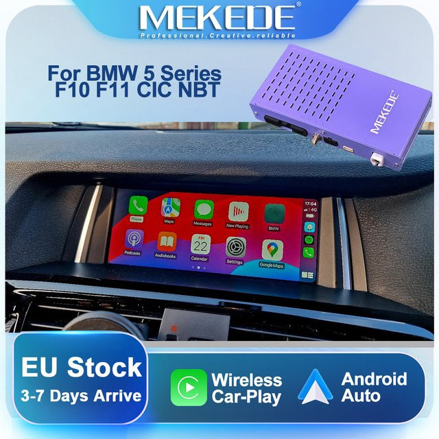 MEKEDE Kabelloser CarPlay und Android Auto Decoder für BMW 5er Serie F10 F11 (2011-2017) mit CIC NBT, Multimedia-Upgrade-Modul für YouTube, Netflix und Mirrorlink in Schwarz - Bild 1